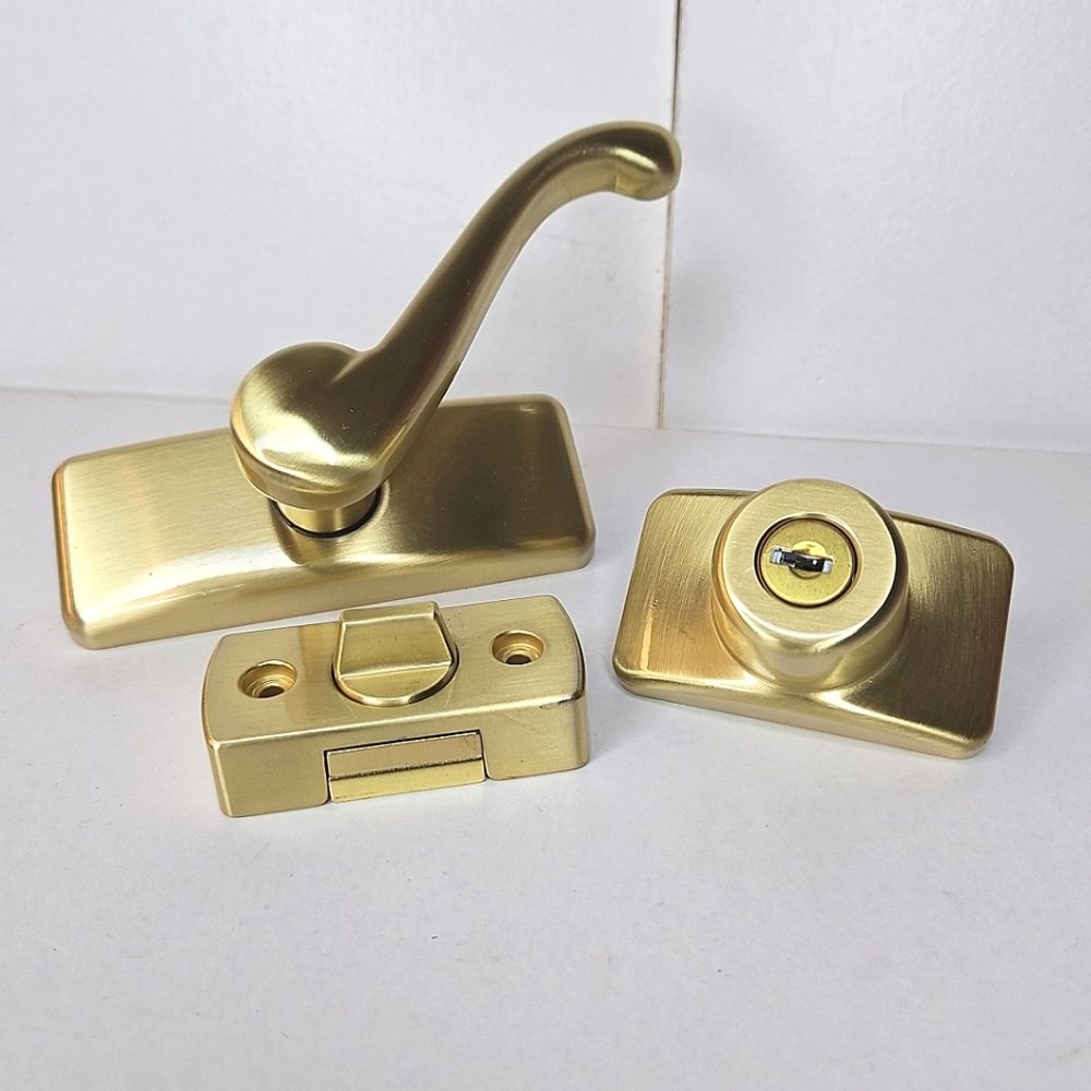 Gold Door Handle and Lock Set Of 3